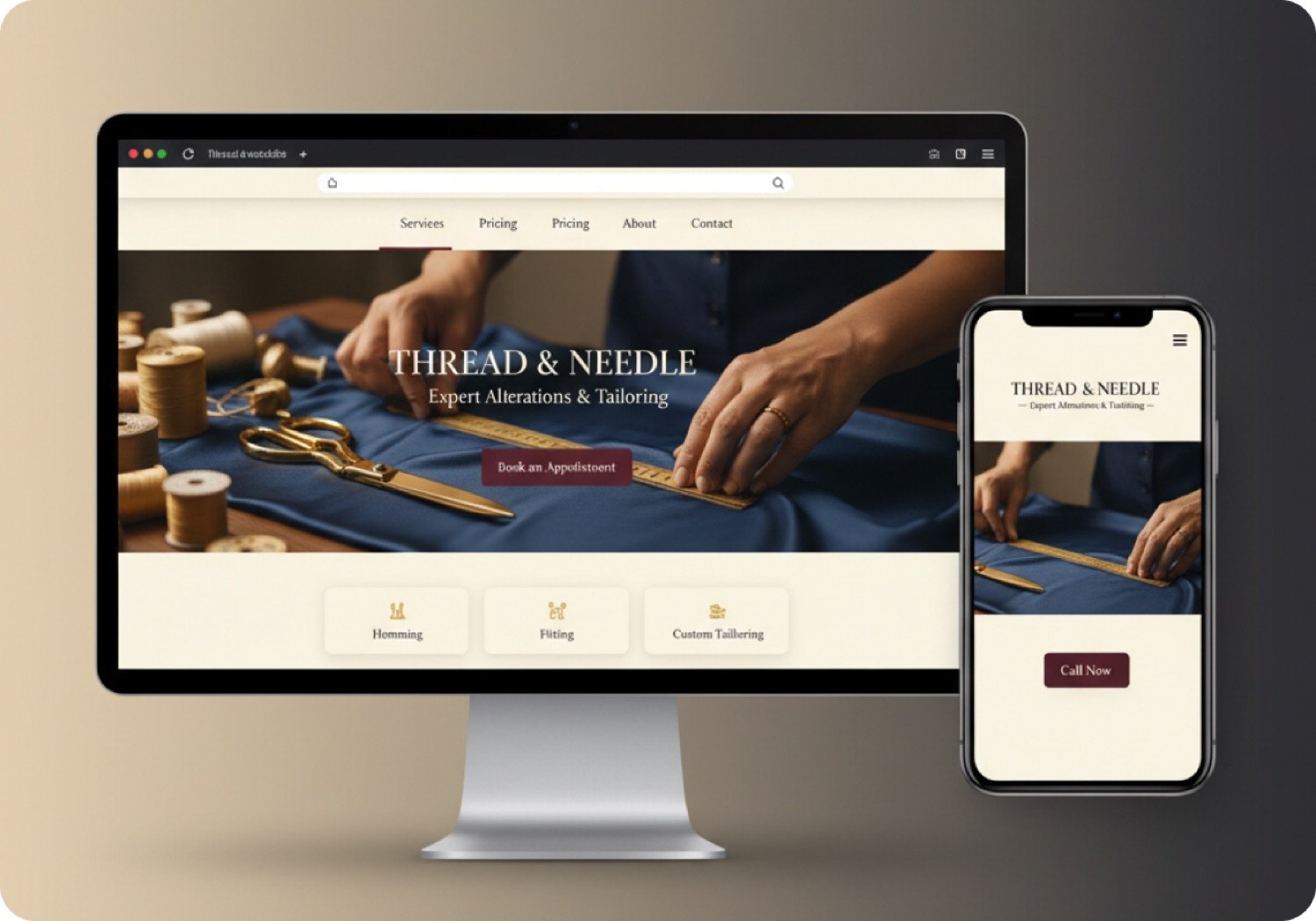 Custom website design shown on desktop and mobile